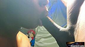 perfect lips slurping and deepthroating dick with mouth skills