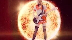 sun goddess dances in flowing miniskirt to music