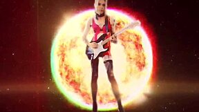 sun goddess dances in flowing miniskirt to music