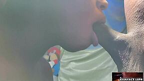 perfect lips slurping and deepthroating dick with mouth skills