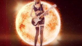 sun goddess dances in flowing miniskirt to music