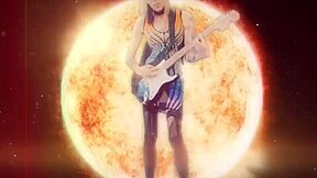 sun goddess dances in flowing miniskirt to music