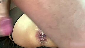 closeup creampie overflow my prolapsed asshole