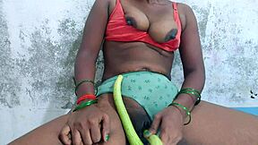 indian village wife enjoys cucumber in pussy