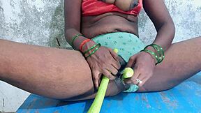 indian village wife enjoys cucumber in pussy