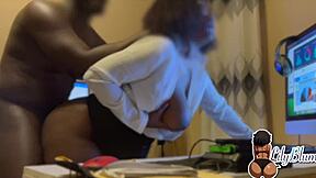 my big ass ebony boss bent over for my black cock at work