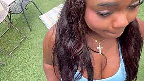 a gorgeous ebony milf rides her trainer's massive cock