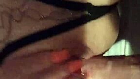 The blonde Spanish woman in lingerie has fun with amateurs