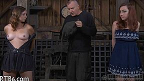 look at these four girls in the tiny cage