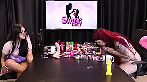 she gets all aroused and wet from the product on her pussy with the big cock, rai dobler sheer red fun