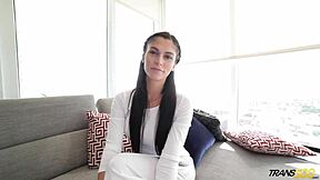 Crossdressing Transsexual Masturbates Cock