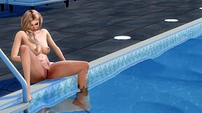pool masturbation with uncensored cartoon blonde 💦