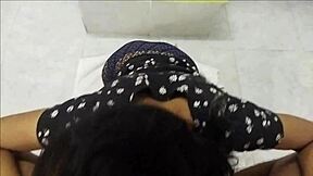 she gives oral to her boyfriend in a passionate blowjob session.