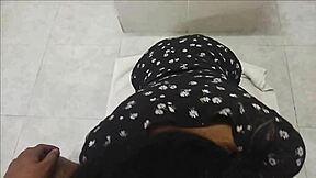 she gives oral to her boyfriend in a passionate blowjob session.