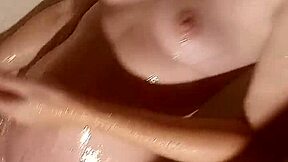 roxanneandxander bathing in the shower with shaved hairless wet body