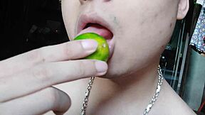 Chinese asian licking masturbation