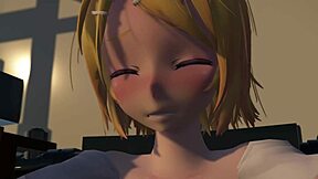 Rin's solo pleasure with a futuristic touch
