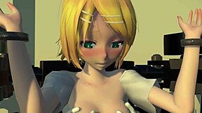Rin's solo pleasure with a futuristic touch
