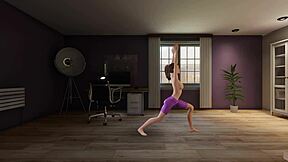 Naked yoga for seduction with 3D animated fun