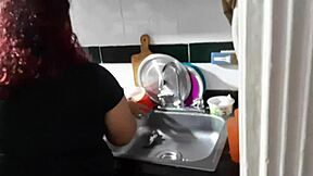 I Interrupt Housekeeper While She Washes Dishes To Get My Cock Sucked