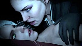 Animated 3D Lesbian Yuri Kissing in Hot Hentai Scene