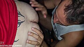 nerd gay used by two tops in cinema gloryhole stall