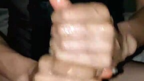 Sexy skinny couple enjoys a hot handjob session