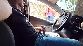 Risking handjob on street