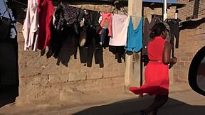 Ebony Girl Motorboats Tits in Lesbian Fingering Session