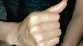 Sexy skinny couple enjoys a hot handjob session