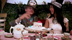 Alices Foursome Fantasy with Queen of Hearts, Mad Hatter, and White Rabbit in Crazy Group Sex.