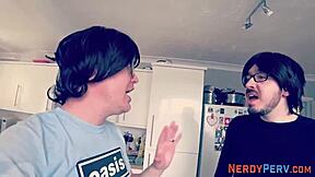 Amateur tricked into giving blowjob to nerd