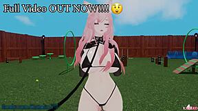 Catgirl learns to be a good kitty for her master, moaning and squirting during training