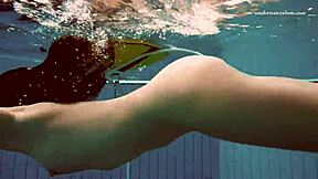 Watch Alla swim naked and tease in hot pool