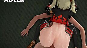 burnice gangbang in anime hentai style, contrasting solo to group banging