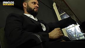 Greedy intern devours boss's massive cock in office blowjob