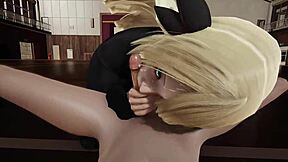 Pokemon cynthia, the league champion, gives a blowjob in pov riding full video.