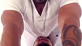 Gayroom hunks massage big dicks with muscular bodies.