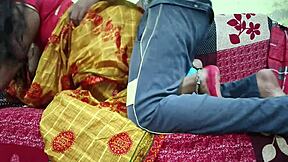 How does a bhabhi in yellow saree drive her devar crazy with pleasure?