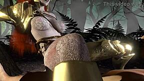 Malenia rides wildly on top in forest Elden Ring parody