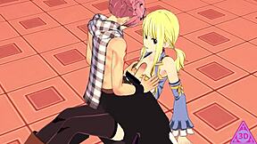 Lucy Natsu from Fairy Tail Craves Blowjob and Handjob with Monster Cock