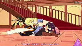 Lucy Natsu from Fairy Tail Craves Blowjob and Handjob with Monster Cock