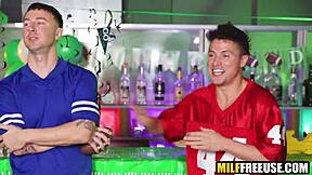 Hot Blonde MILF in Uniform Gets Freeused by Football Fans!