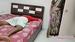 komol's landlord drunk, she inserts broom in his ass