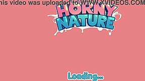 Young female orc face-sits lucky boy in nature game review.