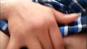 Last Year Student Starts Porn, Masturbates Narrow Vagina in Bathroom, Invites Friend to Dildo Her Juicy Pussy