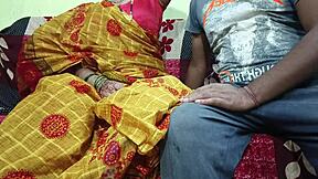 How does a bhabhi in yellow saree drive her devar crazy with pleasure?