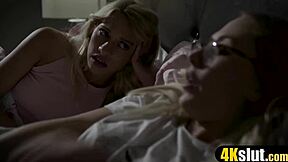 teen gets rough threesome with stepdad and stepmom in taboo family sex