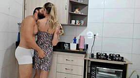 i woke up so horny and took that naughty latina in the kitchen for a wild ride