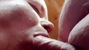 my wife sucks my husbands dick in the shop for cum in mouth and creampie